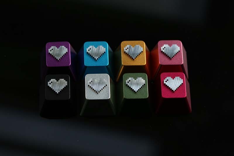 love ❤ Pixel style, metal CNC, aluminum alloy creative decorative keycaps