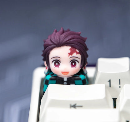 Demon Slayer theme secondary design, 3 D printing, not corroded or faded, three-dimensional modeling, anime, gaming, cultural creativity, personalized keycaps, mechanical keyboard decoration keycaps