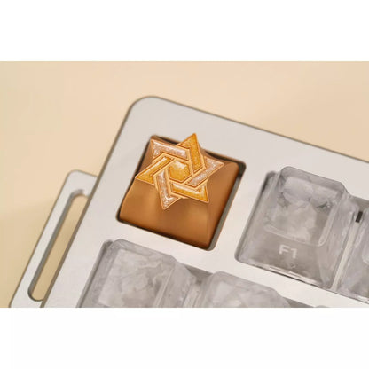 Hexagram star personalized keycap aluminum alloy CNC metal anode enamel color metal decorative keycap