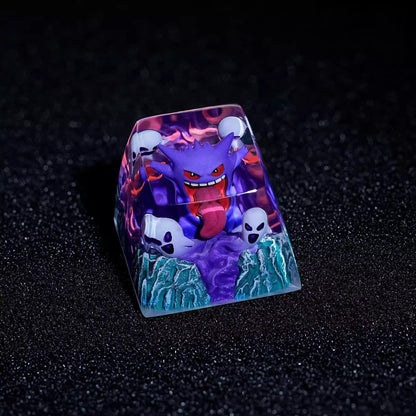 Gengar crystal resin personalized keycaps, anime and game culture creative decorative keycaps, mechanical keyboard creative art keycaps