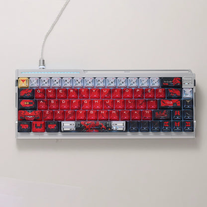 Gundam‌， SAZABI，MSN-04, There are two versions: opaque and semi transparent personalized keycaps, mechanical keyboard replacement keycap set, anime and game cultural and creative keycaps set,61/64/68/75/84/87/104 Key Mechanical Keyboard Keycap Set