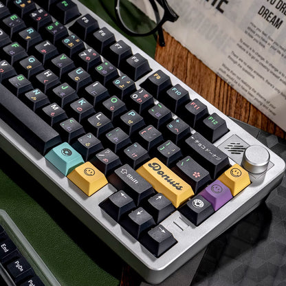 Chocolate/blueberry donut themed design, PBT material personalized keycap set, factory height, compatible with Wooting/ROG EXTREME mechanical keyboard