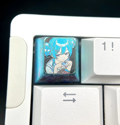 Hatsune Miku Cute Expression 1 U titanium alloy personalized keycaps, anime and game cultural creative keycaps, mechanical keyboard decorative keycaps