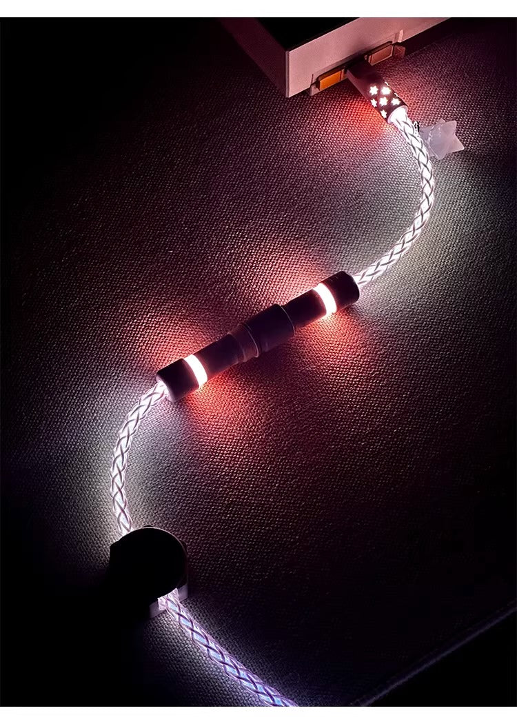 Single crystal copper whole line luminous aviation plug pink white data cable USB-TYPEC keyboard custom cable