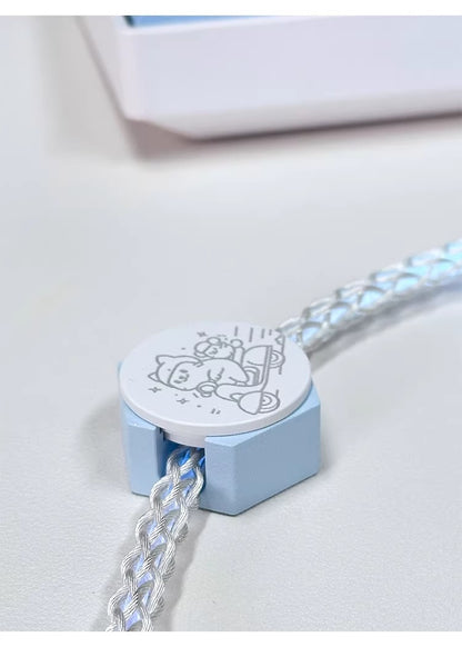 Single crystal copper aviation plug data cable, white blue gradient overall luminous 8k magnetic axis keyboard cable