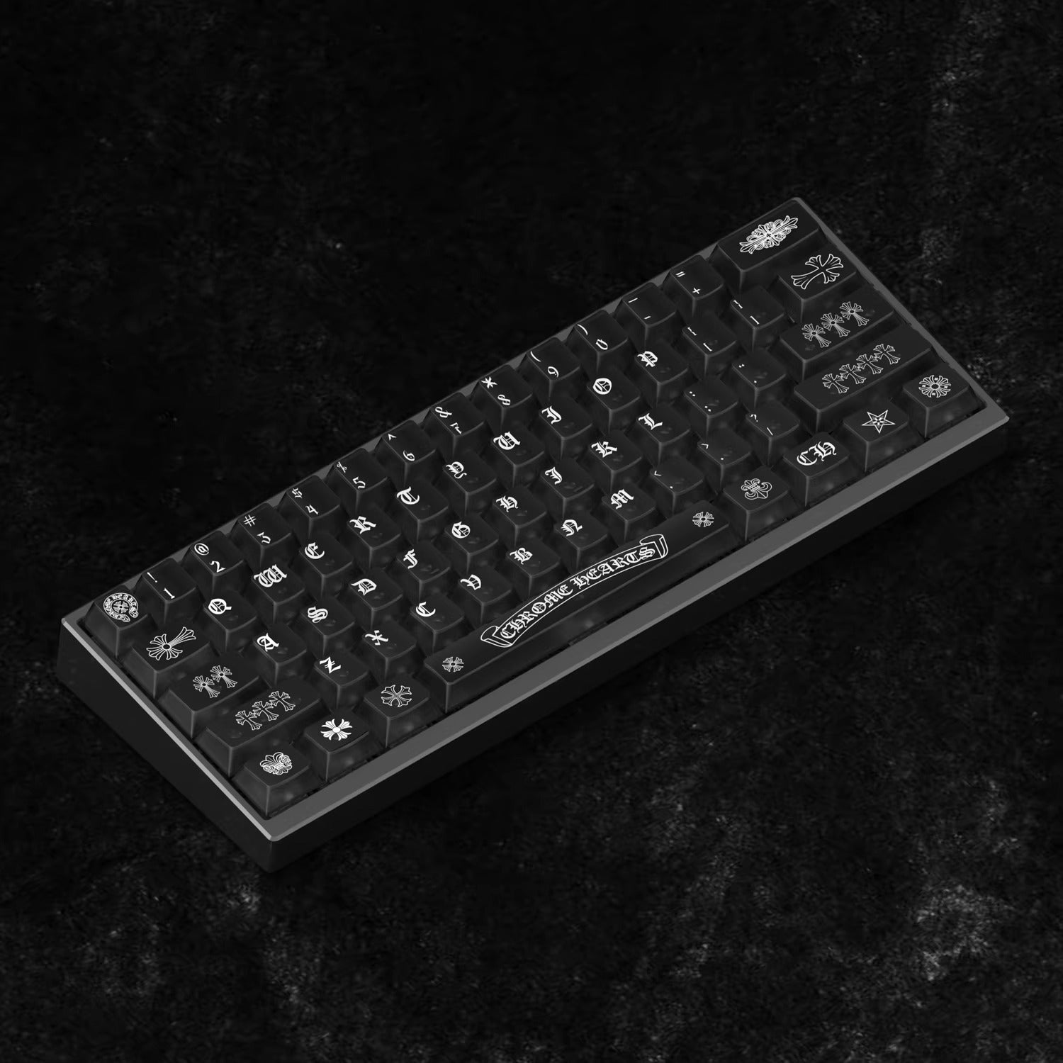 Chrome Hearts Crystal Jelly Keycaps, PC High Transparency Keycaps Transparent Theme Mechanical Keyboard Specific Keycaps, Fashion Trend Personalized Keycap Set