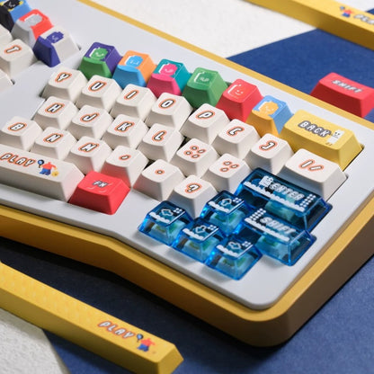 Colorful LEGO Theme Set keycaps， PBT+PC material personalized keycap set, anime and games cultural creative decoration keycap set, compatible with 61/64/68/75/84/87/104 mechanical keyboard