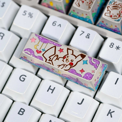Pok é mon series, Pikachu themed design, keycaps made of aluminum alloy material CNC integrated precision machining personalized keycaps, mechanical keyboard decorative keycaps