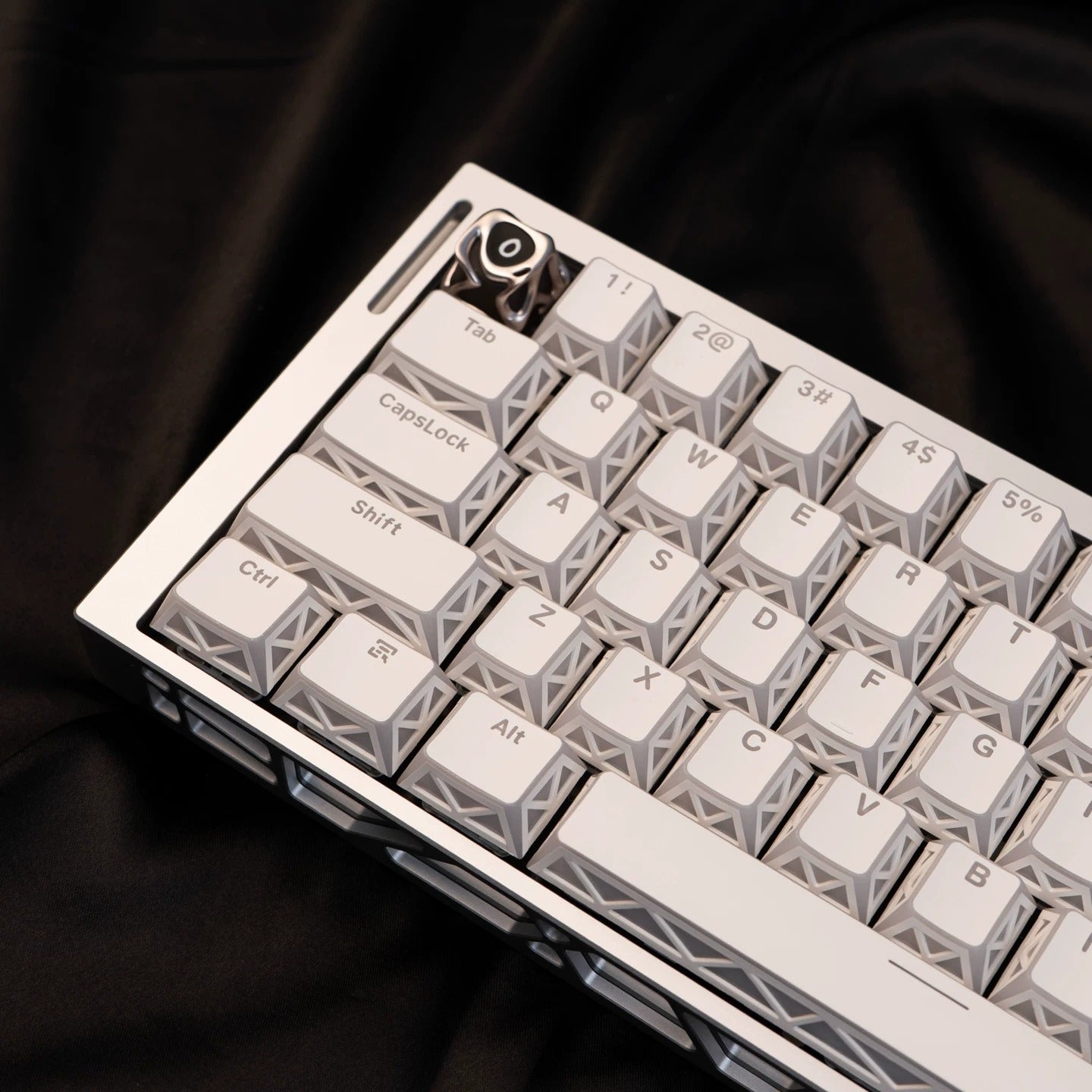 White translucent minimalist design keycap folding shadow, 4-sided hollow translucent front engraving customized keyboard PC+PBT compatible with 61/64/68/75/84/87/104 mechanical keyboard