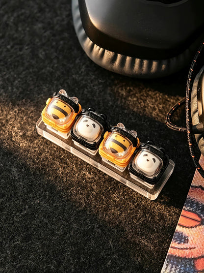 Skeleton Space Man Machine Gun Soldier Personalized Keycaps, Original Design Resin Material Mechanical Keyboard Decorative Keycaps, Cartoon Art Keycaps