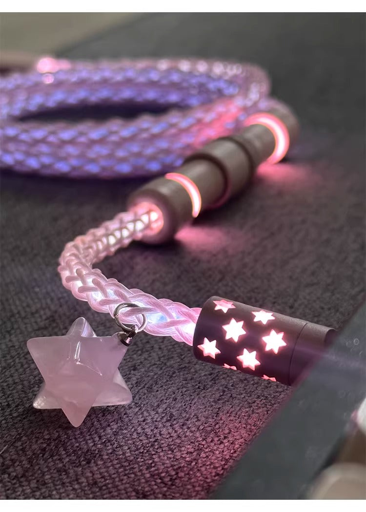 Single crystal copper whole line luminous aviation plug pink white data cable USB-TYPEC keyboard custom cable