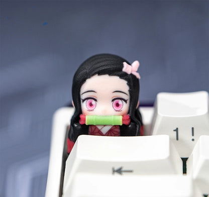 Demon Slayer theme secondary design, 3 D printing, not corroded or faded, three-dimensional modeling, anime, gaming, cultural creativity, personalized keycaps, mechanical keyboard decoration keycaps