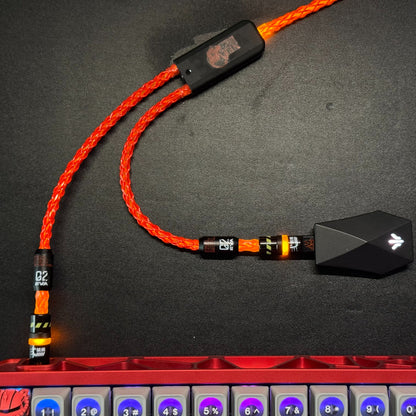 Customized manual data cable for mechanical keyboard with EVA theme design, dual type C aviation plug, dual 8K luminous data cables, magnetic axis mechanical keyboard