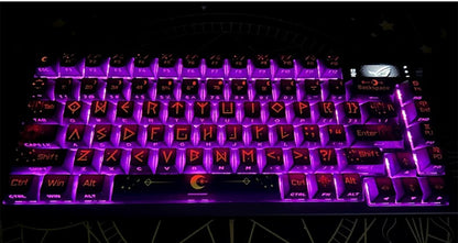 Night Sky Fantasy Theme Design with Large Characters PBT material personalized keycap set, mechanical keyboard replacement decorative keycaps, Starry Sky Divination Keycaps Compatible with 61/64/68/75/84/87/104 Key Mechanical Keyboards