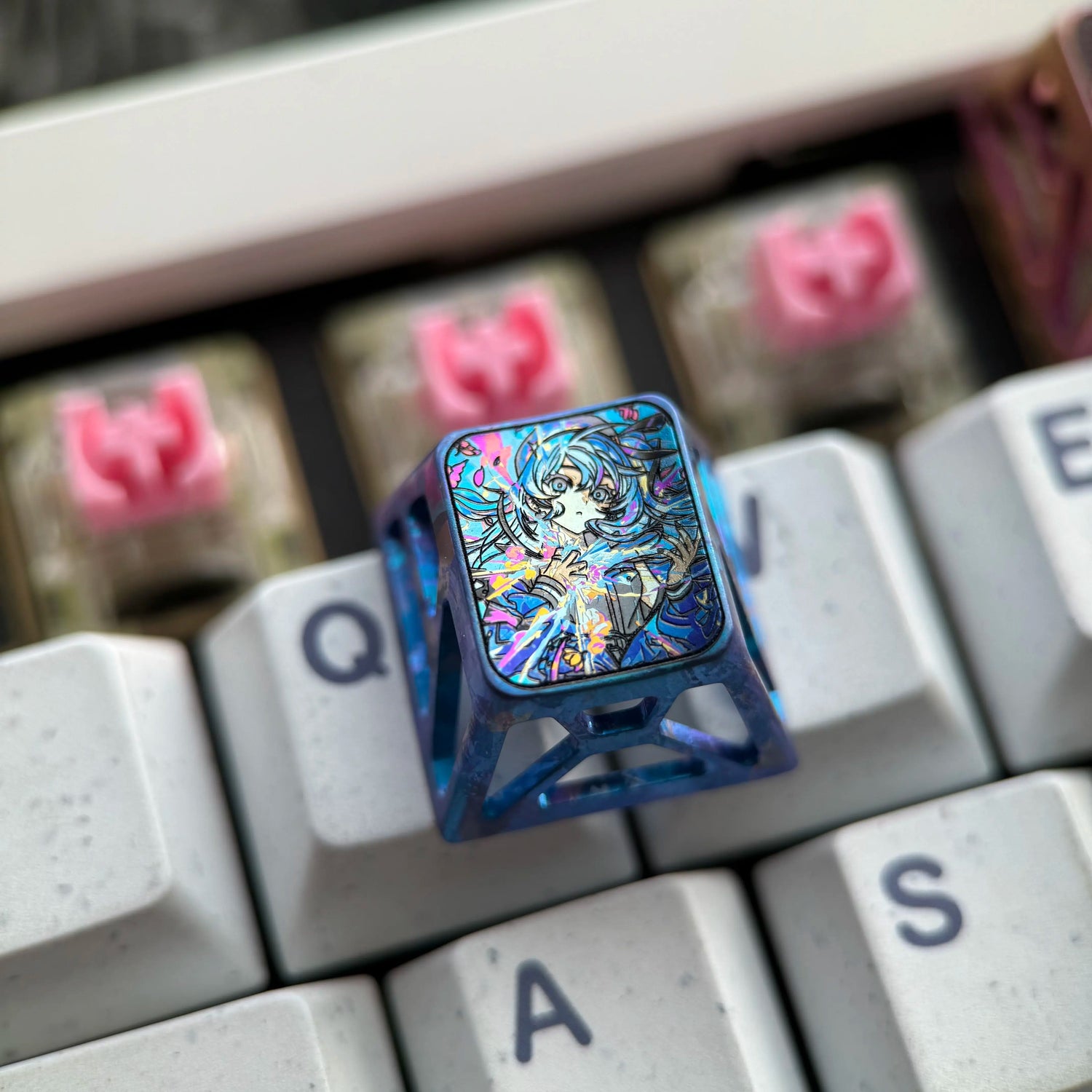 Titanium alloy 1U hollow titanium alloy personalized keycap collection, customizable, anime and game culture creative personalized keycaps. Mechanical keyboard decorative keycaps