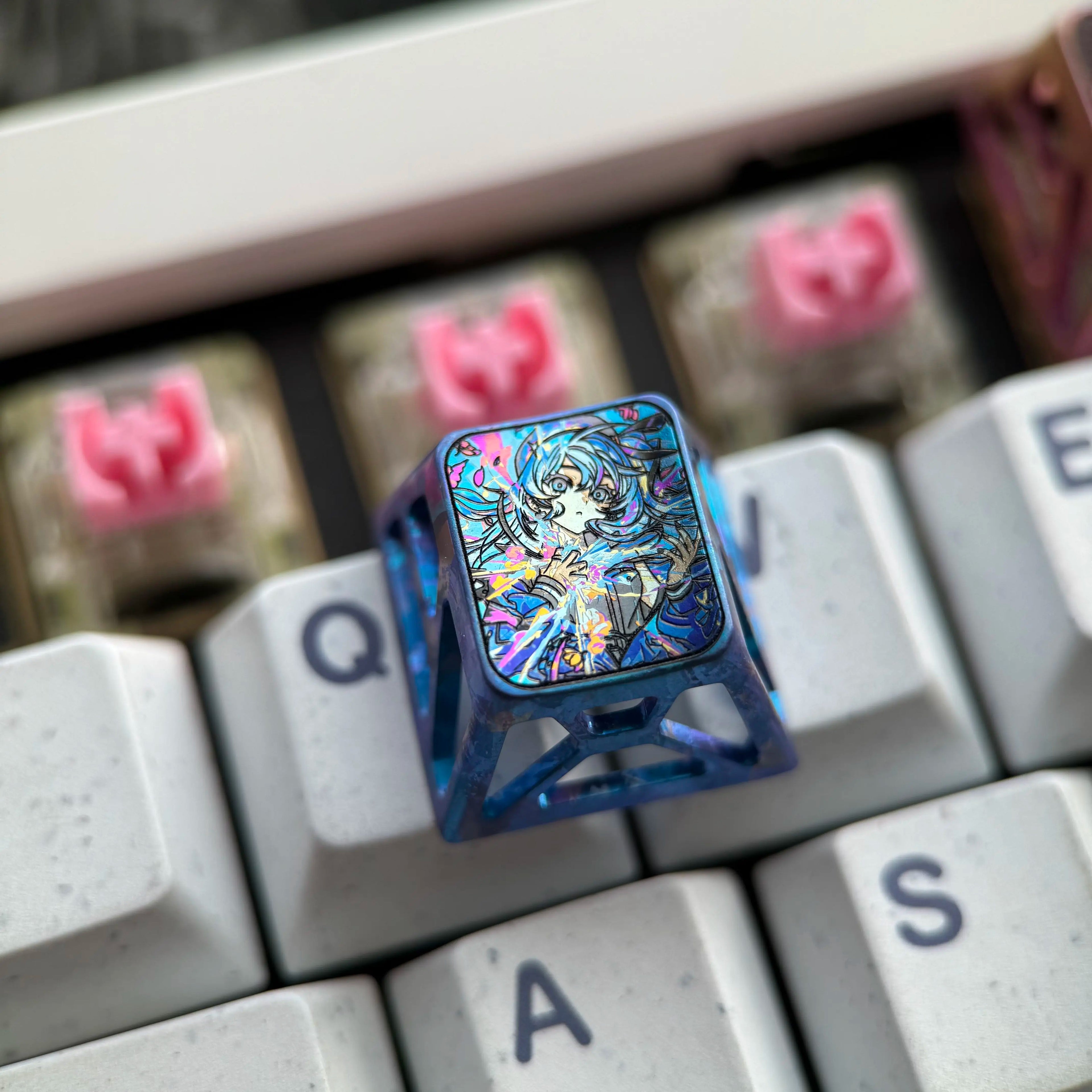 Titanium alloy 1U hollow titanium alloy personalized keycap collection, customizable, anime and game culture creative personalized keycaps. Mechanical keyboard decorative keycaps