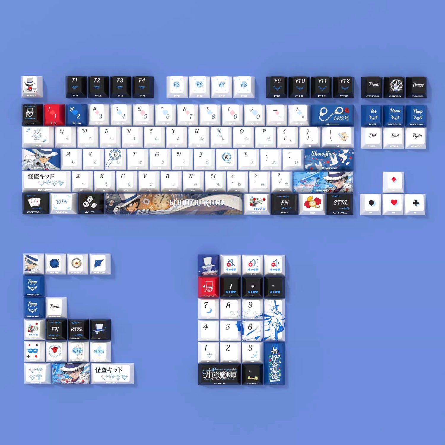 Kuroba Kaito themed keycaps, PBT material, sublimation technology, animation cartoon decoration keycap set