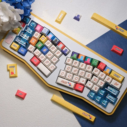 Colorful LEGO Theme Set keycaps， PBT+PC material personalized keycap set, anime and games cultural creative decoration keycap set, compatible with 61/64/68/75/84/87/104 mechanical keyboard