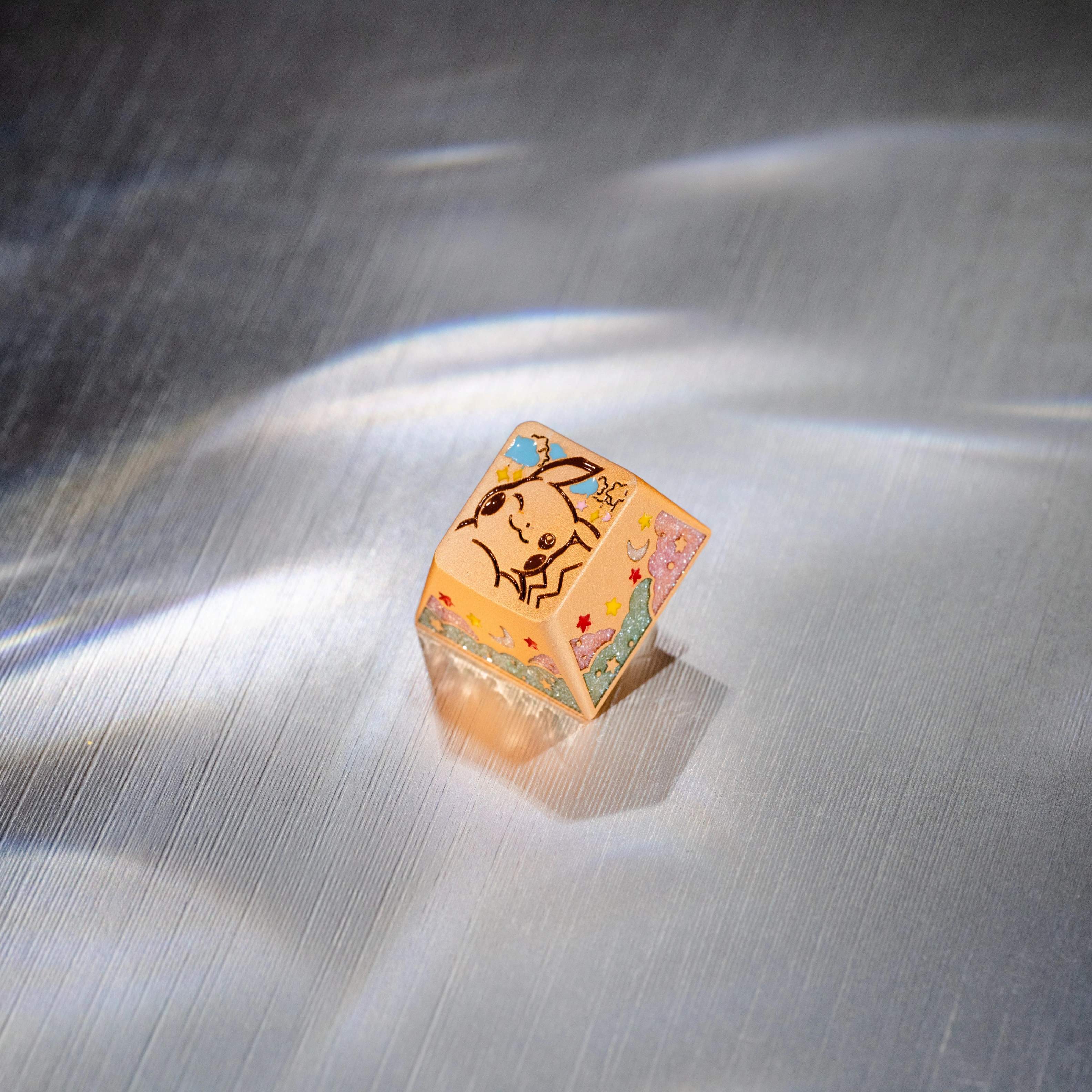 Pok é mon series, Pikachu themed design, keycaps made of aluminum alloy material CNC integrated precision machining personalized keycaps, mechanical keyboard decorative keycaps