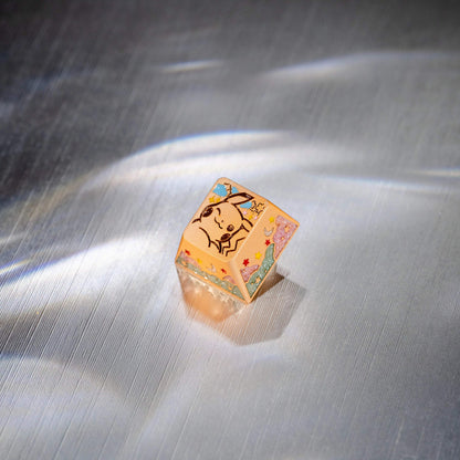 Pok é mon series, Pikachu themed design, keycaps made of aluminum alloy material CNC integrated precision machining personalized keycaps, mechanical keyboard decorative keycaps