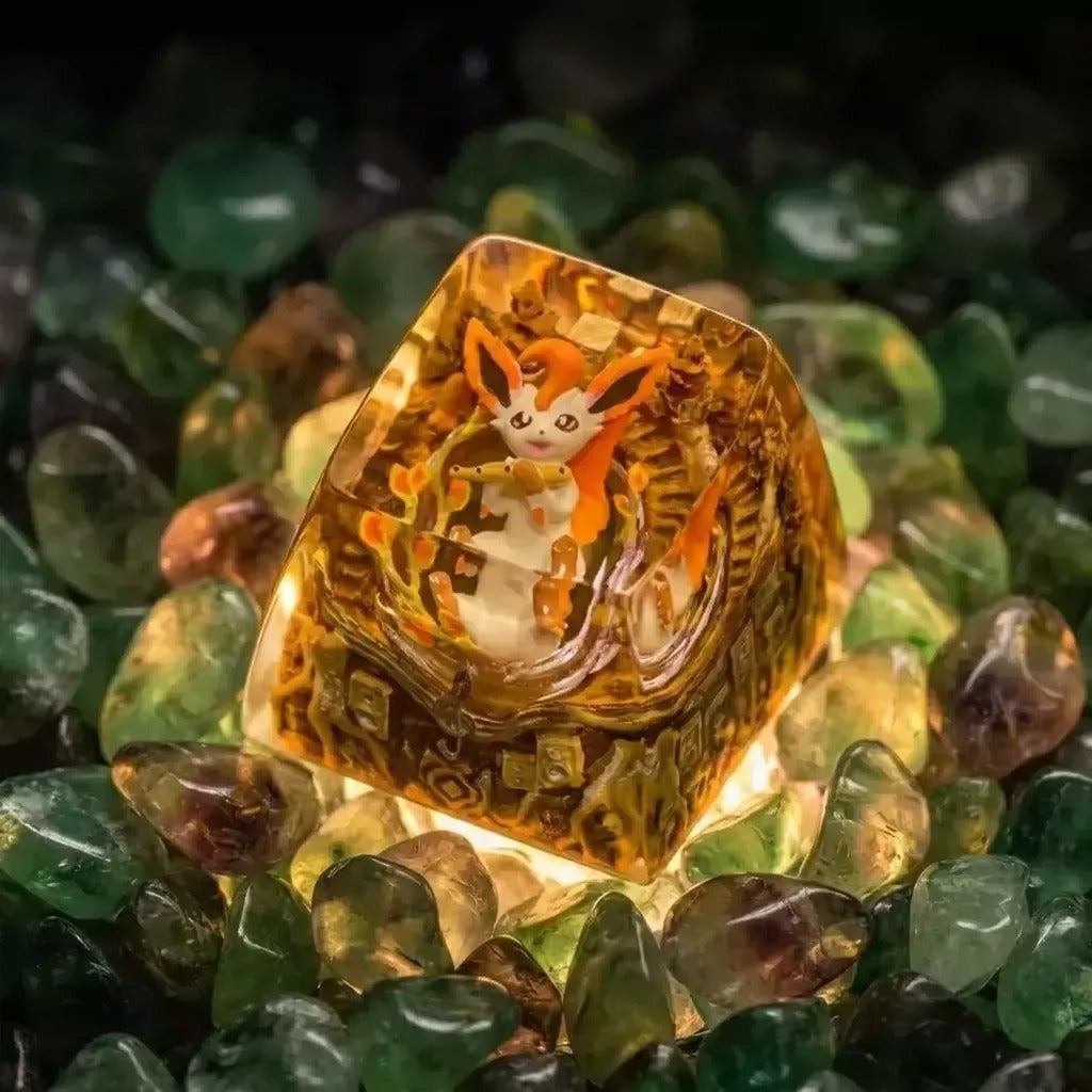 Pok é mon, Eevee series, Crystal Resin Personalized Keycaps, Anime Game Culture Creative Resin Keycaps, Mechanical Keyboard Art Decorative Keycaps