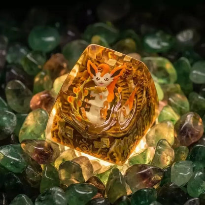 Pok é mon, Eevee series, Crystal Resin Personalized Keycaps, Anime Game Culture Creative Resin Keycaps, Mechanical Keyboard Art Decorative Keycaps