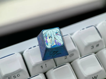 Hololive EN, Gawr Gura themed design 1U titanium alloy personalized keycaps, anime, games, music idols, creative cultural products, peripheral mechanical keyboards, decorative keycaps