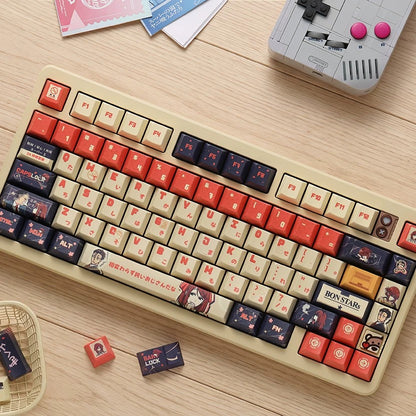 Smoking Behind the Supermarket with You，PBT material Original Factory Height,  mechanical keyboard replacement keycap set, Compatible with 61/64/68/75/84/87/104 Key Mechanical Keyboard Keycap Set