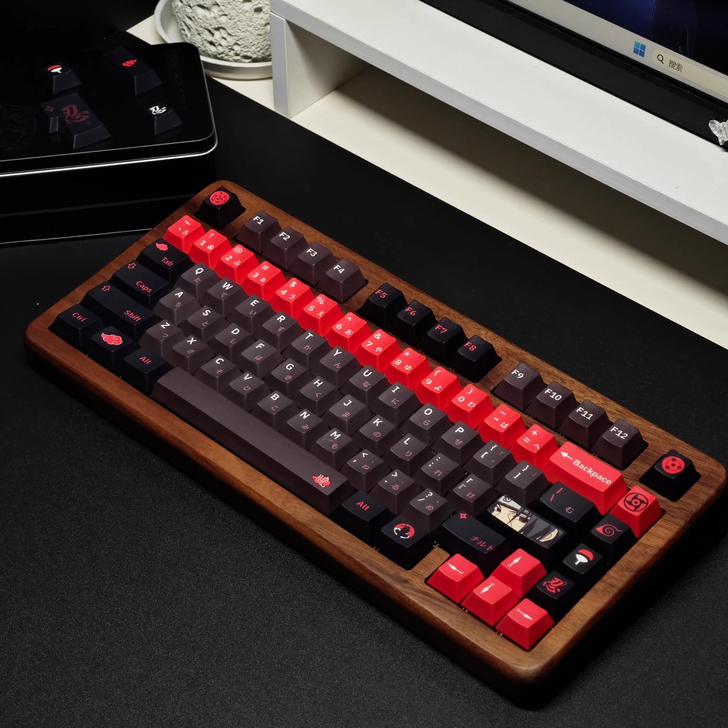 Naruto series, Akatsuki themed keycaps, Uchiha Itachi, Sharingan, PBT+PC material anime culture peripheral decoration keycap set