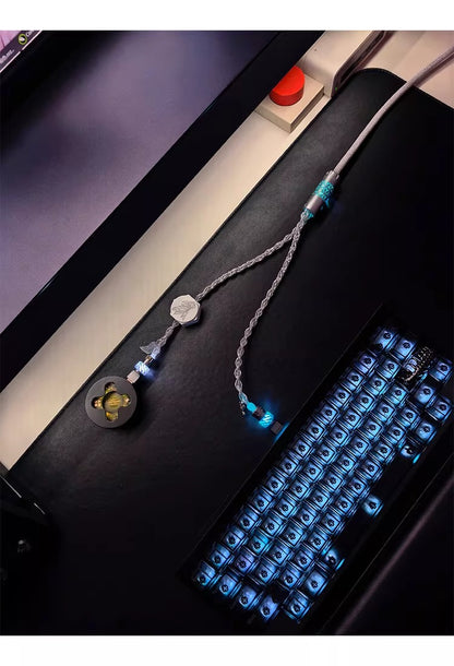 Independent induction magnetic switch light, one to two dual Type-C, 8k gaming cable, keyboard customization, manual data cable
