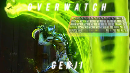 Overwatch series, Genji themed keycaps, PBT material, sublimation technology, animation cartoon decoration keycap set