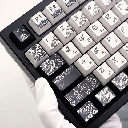Fallen angel themed design, metallic matte texture PBT material personalized keycap set,  cultural creative decoration keycap set, compatible with 61/64/68/75/84/87/104 mechanical keyboard