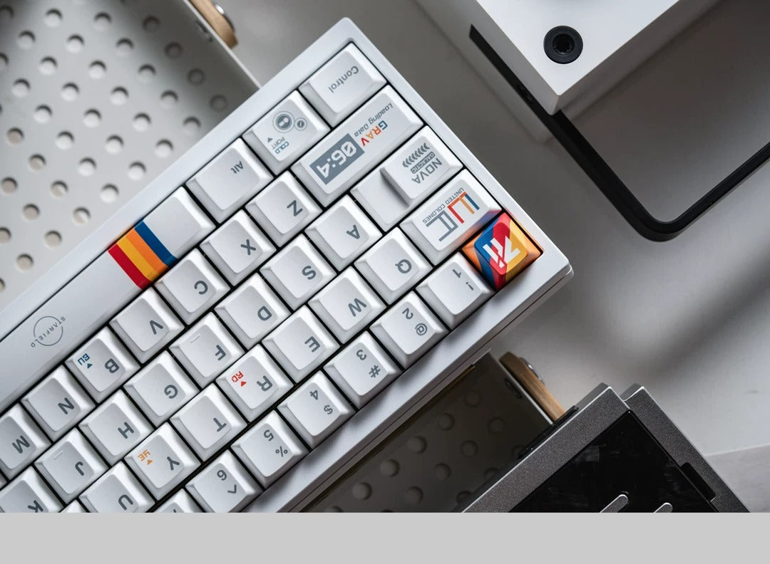 Starfield themed design, creative keycap set, PBT material personalized keycap set, mechanical keyboard replacement decorative keycaps, compatible with 61/64/68/75/84/87/104 key mechanical keyboard