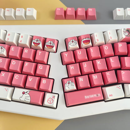 Doraemon series, pink theme, PBT material, Sublimation， Anime Game Culture Creative Decoration Set Keycaps