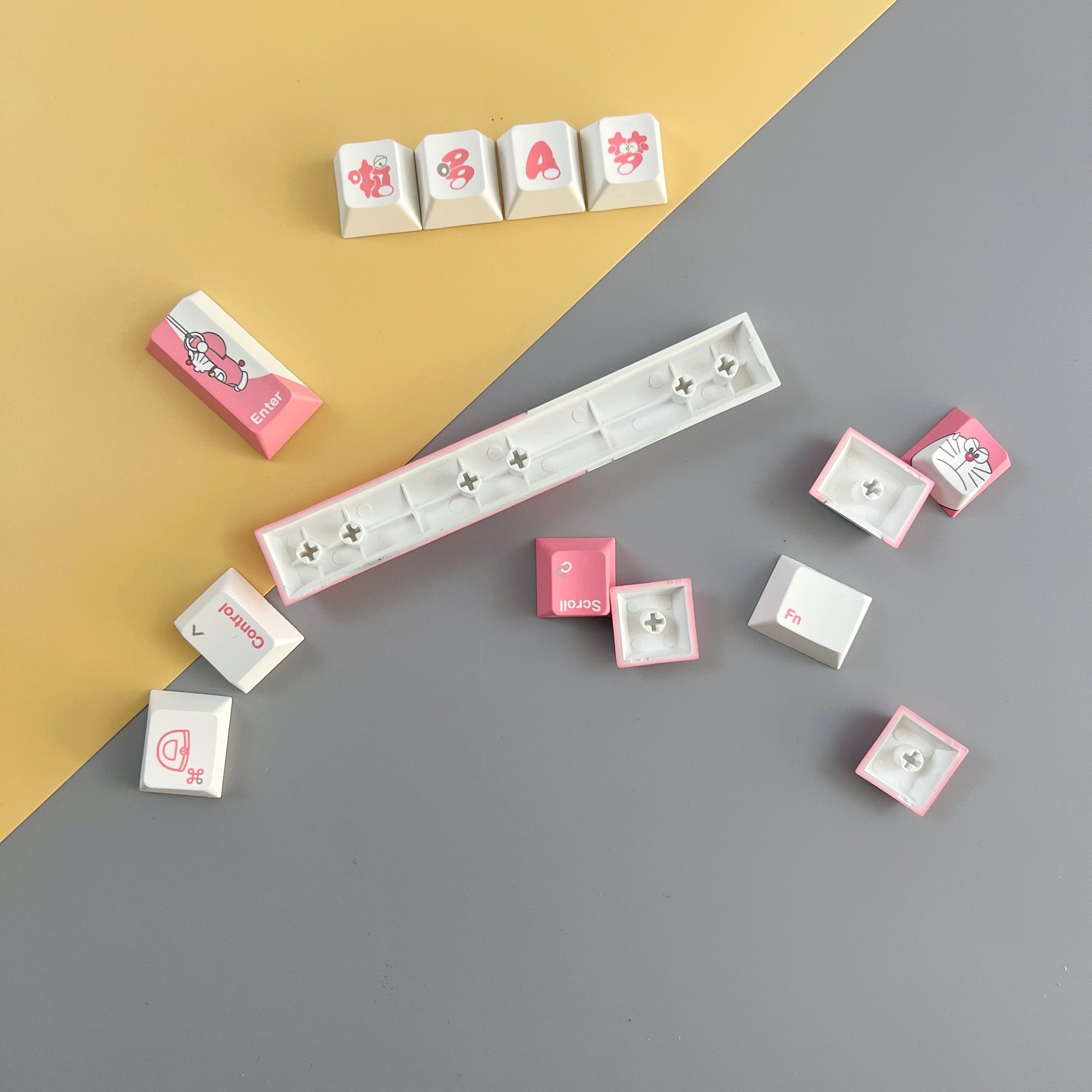 Doraemon series, pink theme, PBT material, Sublimation， Anime Game Culture Creative Decoration Set Keycaps