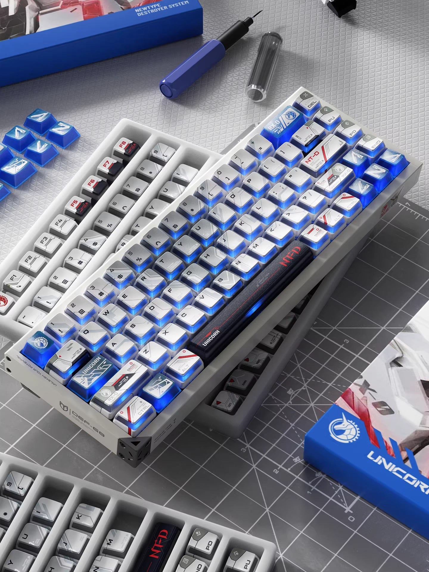 Gundam themed keycaps, RX-0，BANSHEE， 141 key+24 key PC, anime decoration keycap set
