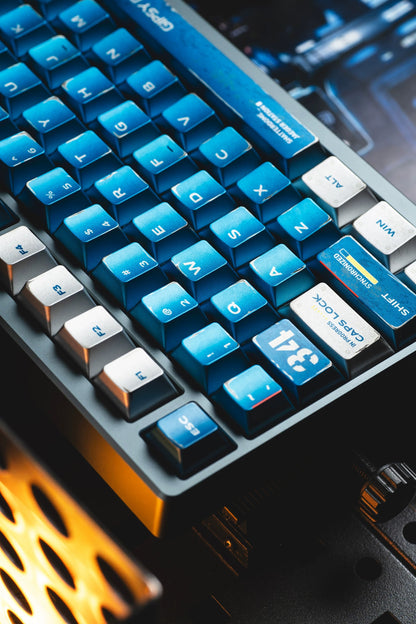Pacific Rim, Gipsy Danger theme, metallic paint texture PBT material anime and game cultural and creative keycaps set, Compatible with 61/64/68/75/84/87/104 Key Mechanical Keyboard Keycap Set