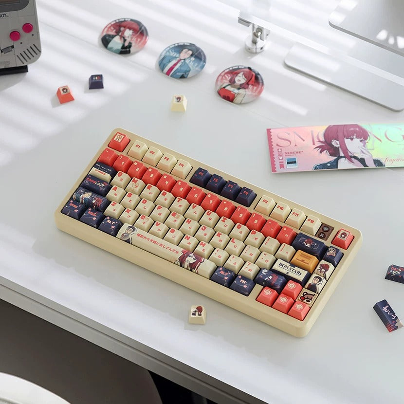 Smoking Behind the Supermarket with You，PBT material Original Factory Height,  mechanical keyboard replacement keycap set, Compatible with 61/64/68/75/84/87/104 Key Mechanical Keyboard Keycap Set