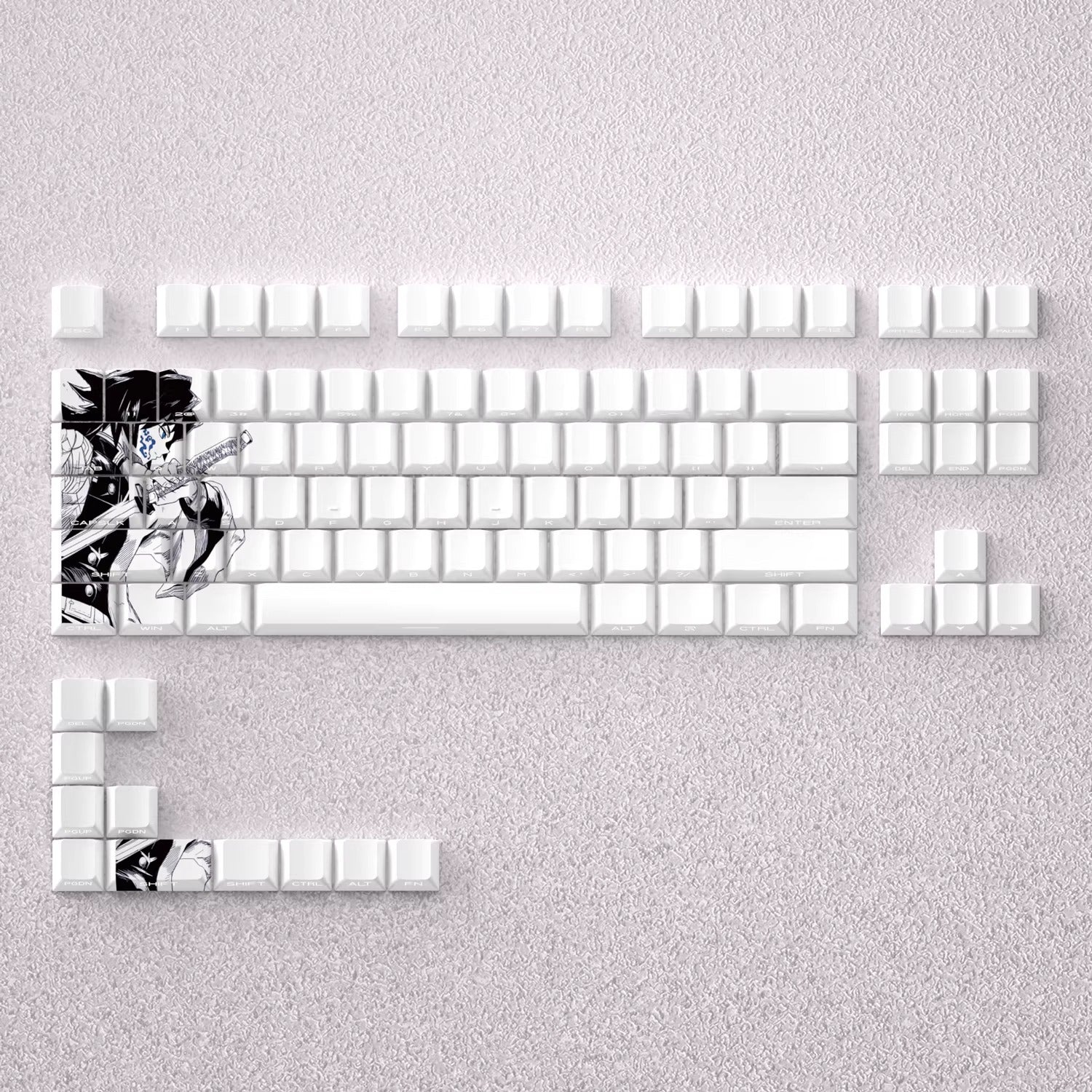 Demon Slayer: Kimetsu no Yaiba series, Tomioka Giyuu theme, original high PBT material compatible MX switch mechanical keyboard, anime game theme set keycaps, mechanical keyboard replacement keycap set