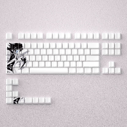 Demon Slayer: Kimetsu no Yaiba series, Tomioka Giyuu theme, original high PBT material compatible MX switch mechanical keyboard, anime game theme set keycaps, mechanical keyboard replacement keycap set