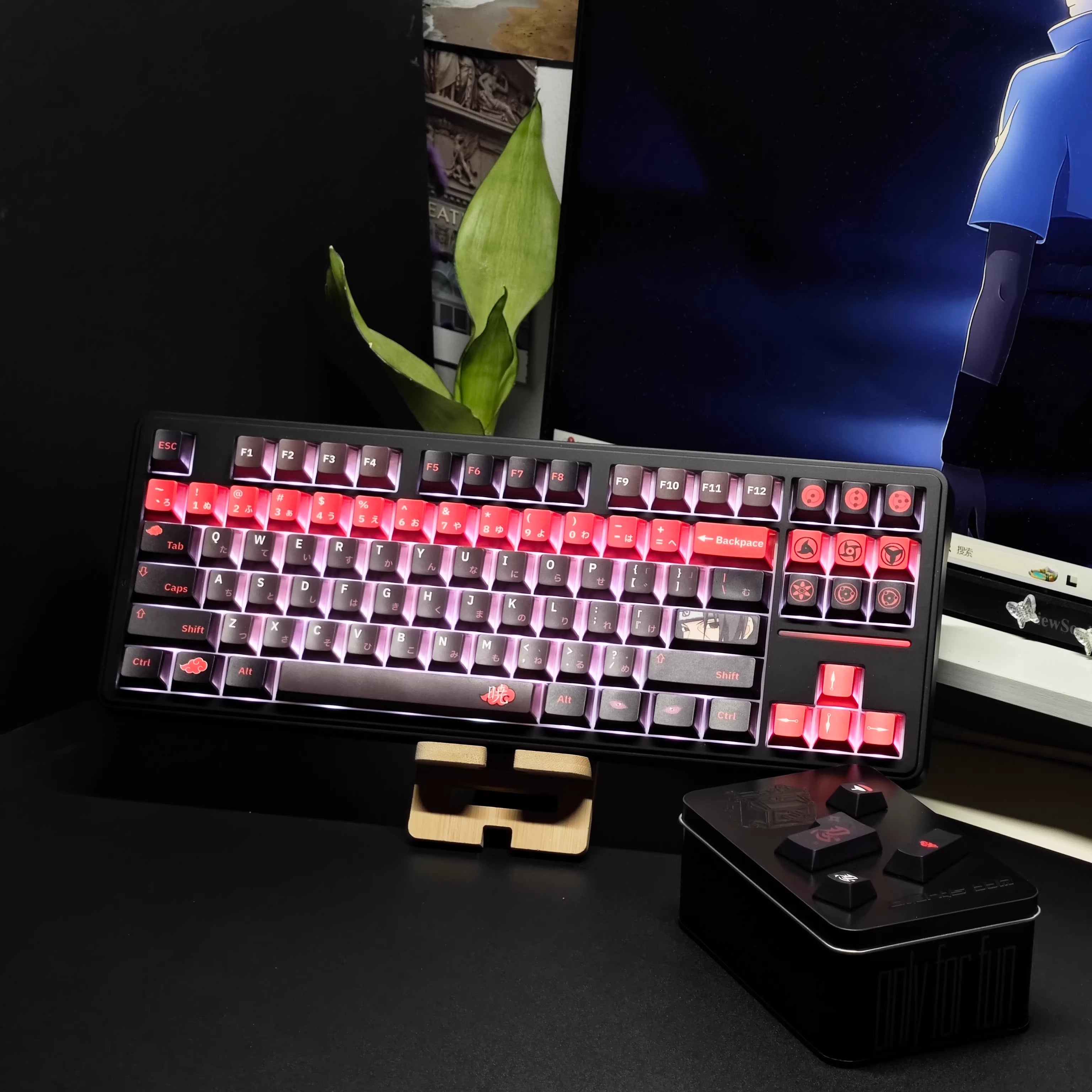 Naruto series, Akatsuki themed keycaps, Uchiha Itachi, Sharingan, PBT+PC material anime culture peripheral decoration keycap set