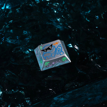 Squirtle Theme, Aluminum Alloy CNC Metal Anode Personalized Keycaps, Enamel Colored Colorful Art Keycaps, Mechanical Keyboard Anime Cartoon Decorative Keycaps