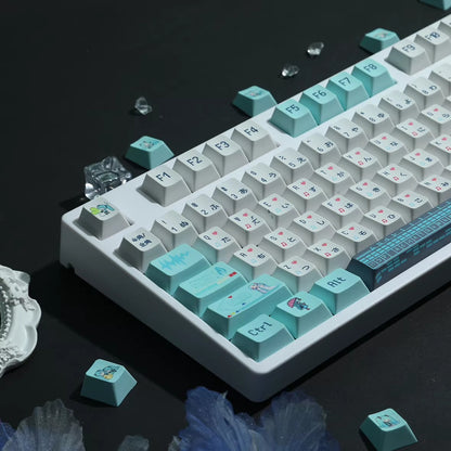 Hatsune Miku Theme PBT Material Hot Sublimation Process Personalized Keycap Set, Animation Music Theme Decoration Keycap Set
