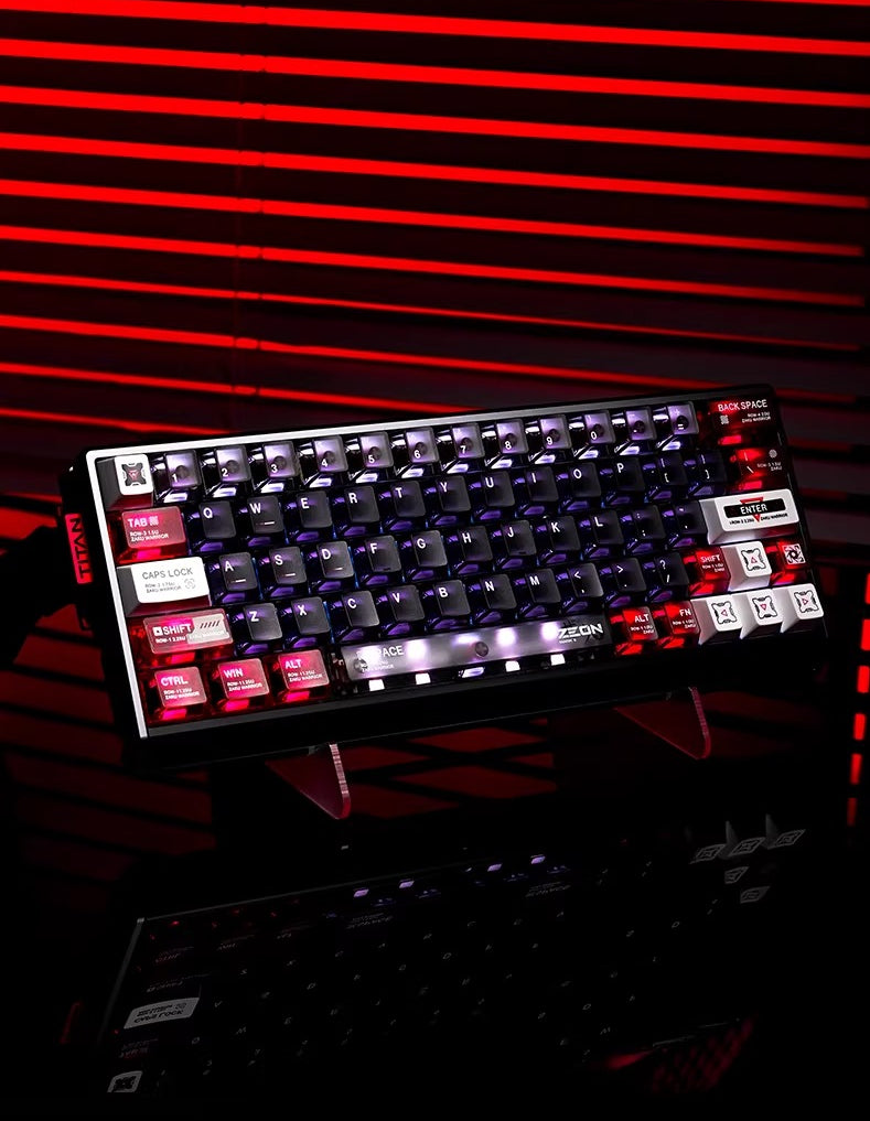 Gundam series, ZEONOGRAPHY theme, 76 key ABS+PC material personalized keycap set, anime and game themed decorative keycaps