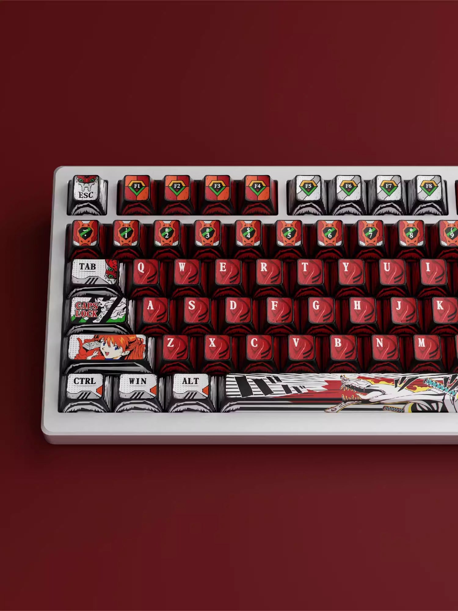 EVA series, EVANGELION-02 Production Model theme, PBT material, anime and game theme, cultural and creative custom decoration keycap set