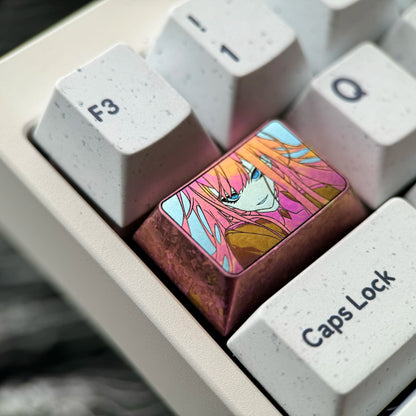 DARLING in the FRANXX ， 02 Theme, 1.5U titanium alloy decorative keycaps, metal carved personalized keycaps