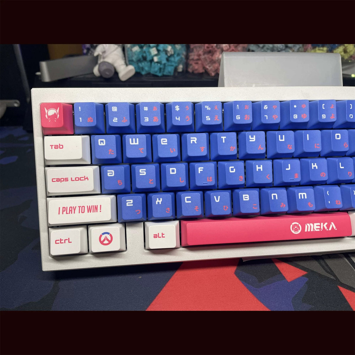 Overwatch，DVA themed ， PBT material personalized key cap set, animation game culture creative decoration key cap set, compatible with 61/64/68/75/84/87/104 key mechanical keyboard