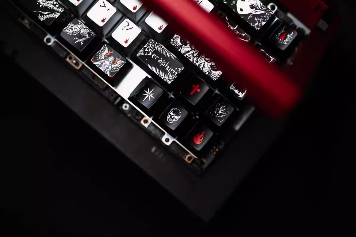 Fallen Angel Theme Design Keycap Metal Paint Pearl Paint Craftsmanship PBT Material Original Factory High Heat Sublimation Craftsmanship High Beauty Customization Personalized Keycap Set