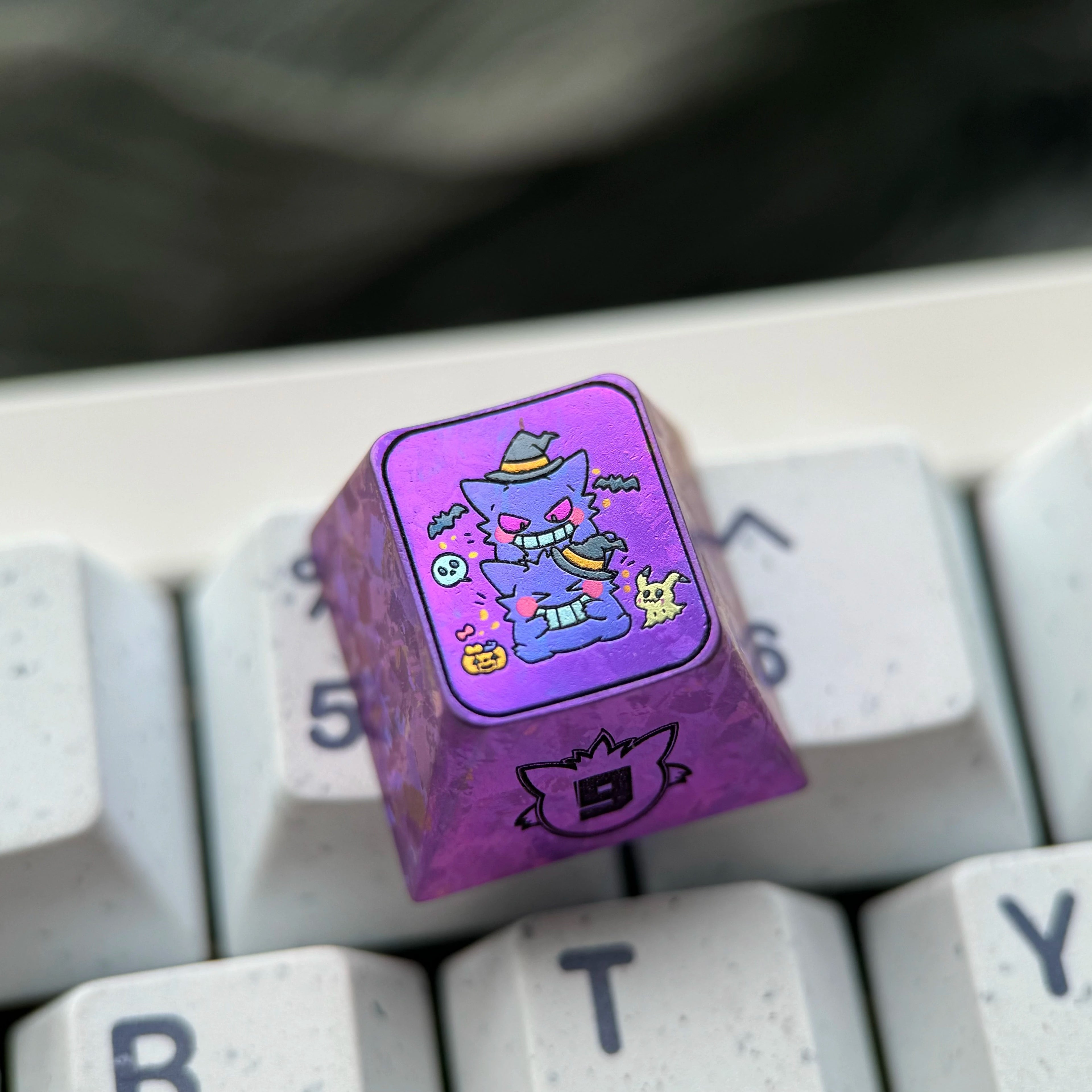 Pok é mon series, gengar themed R4 height, numerical range of 1-0, titanium alloy personalized keycaps, anime and game creative decorative keycaps