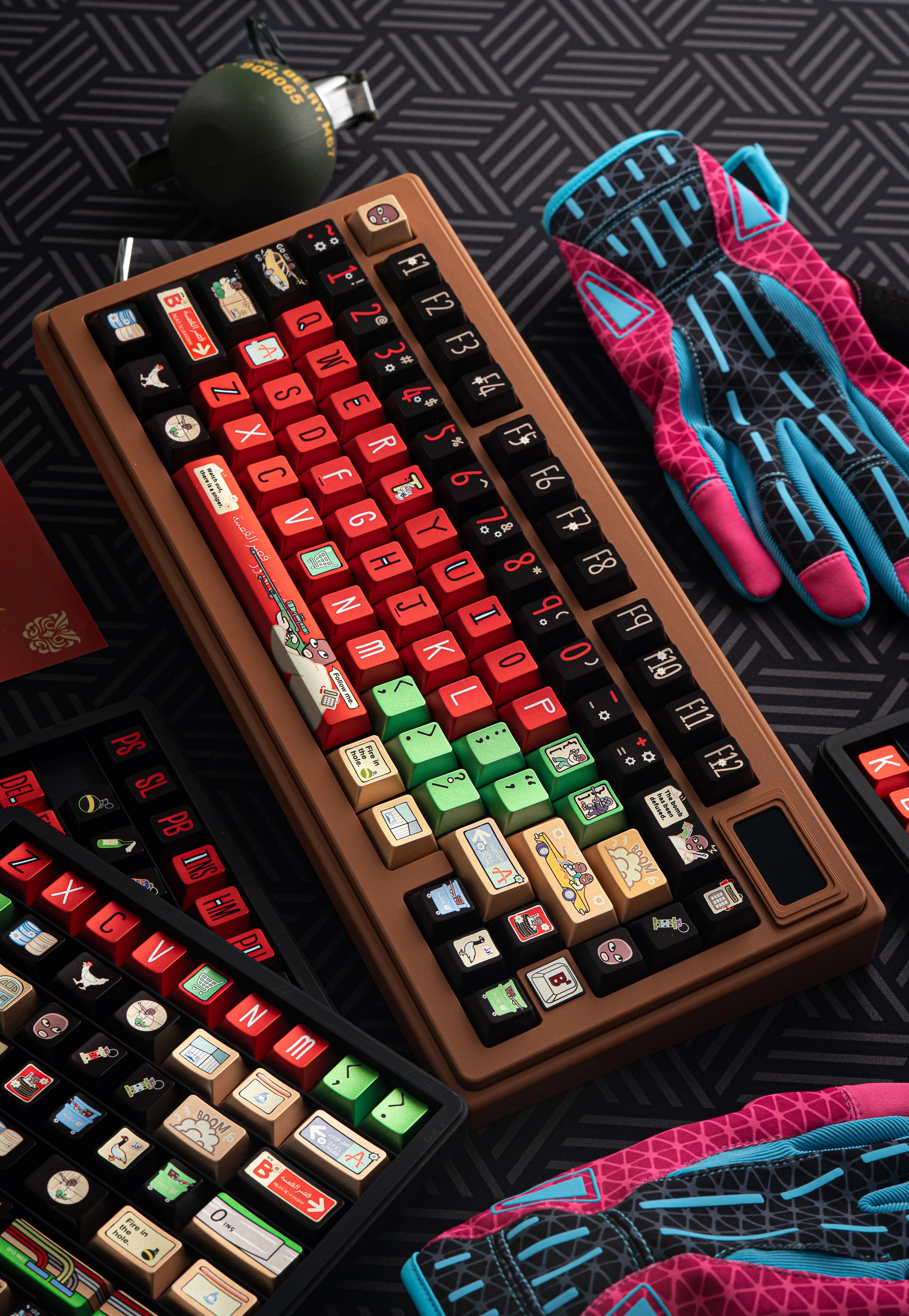 CS2 Stupid Bandit Theme Keycap Five sided Heat Sublimation Original Factory Height 144 Key Metallic Paint CS Theme Personalized Keycap, FPS Game Custom Set Keycap